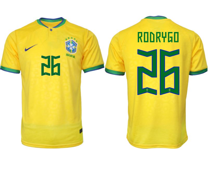 Men 2022 World Cup National Team Brazil home aaa version yellow 26 Soccer Jersey